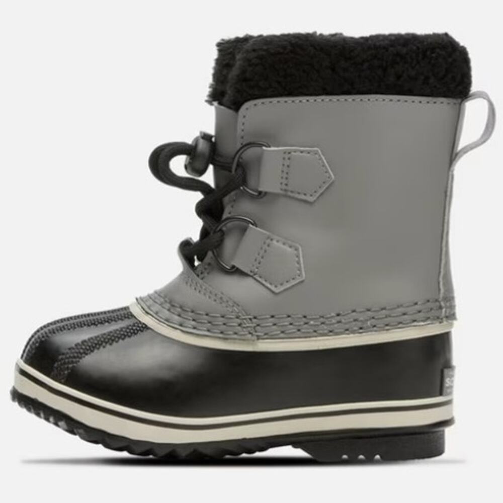 SOREL Youth YOOT PAC TP Fur Lined Waterproof Boots Quarry/Black YTH 12